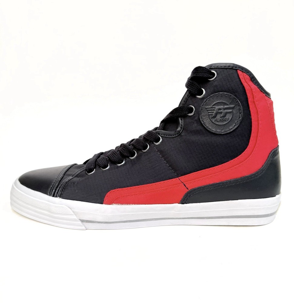 RARE P.F FLYERS High Top Sneakers Black Red Nylon Size 8.5 Vintage Style Retro