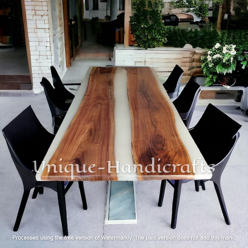Epoxy Dining Table, White Epoxy Table, epoxy resin table, Epoxy Wood table Decor