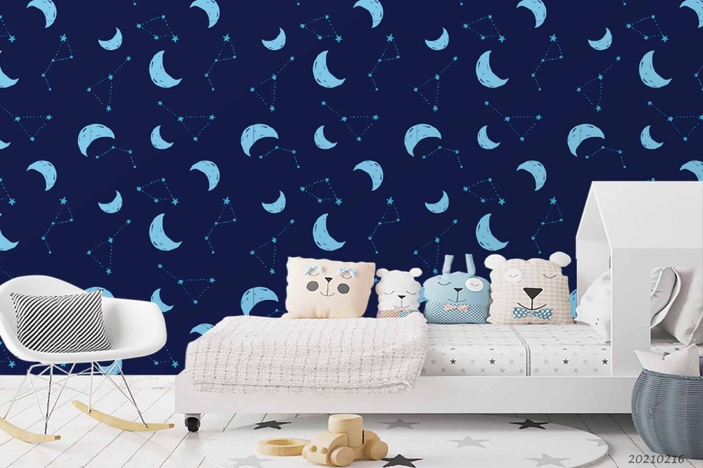 3D Space Moon Constellation Pattern Wall Murals Wallpaper Murals Wall Sticker