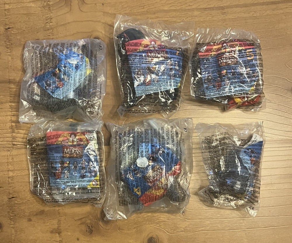 VTG Disney Mulan Mcdonalds Toys Mushu Li Shang Shan Yu Cri-kee Khan Chien-Po NEW