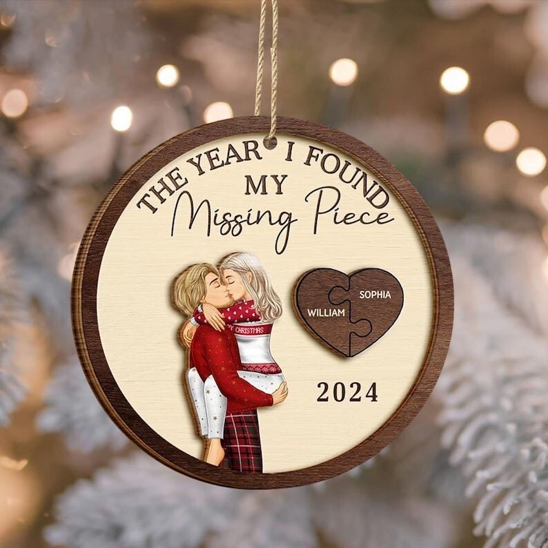 The Year I Found My Missing Piece Couples,   Couple Christmas Ornament, Newly...