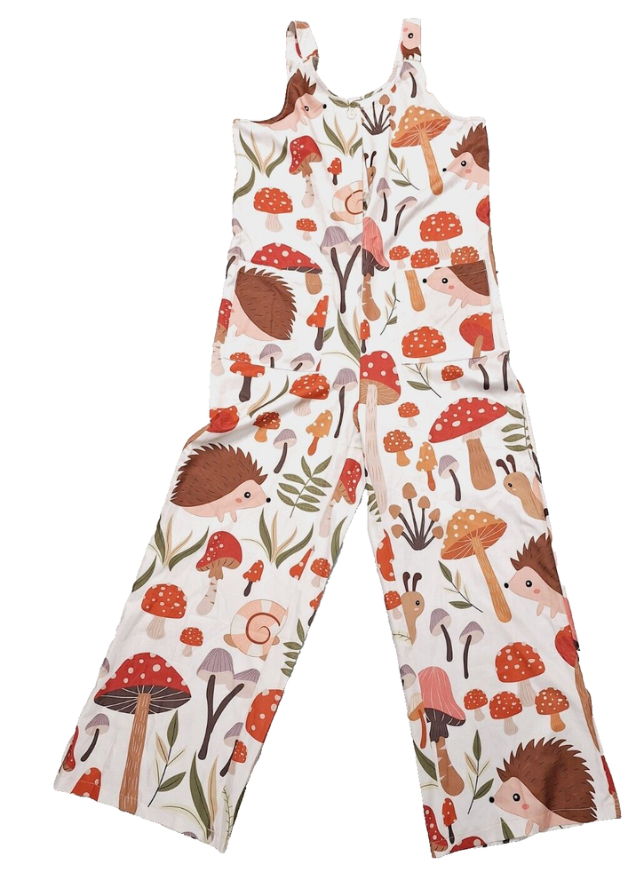 New Womens Overalls Darling Animal Print Button Front Suspenders Outfit Size L