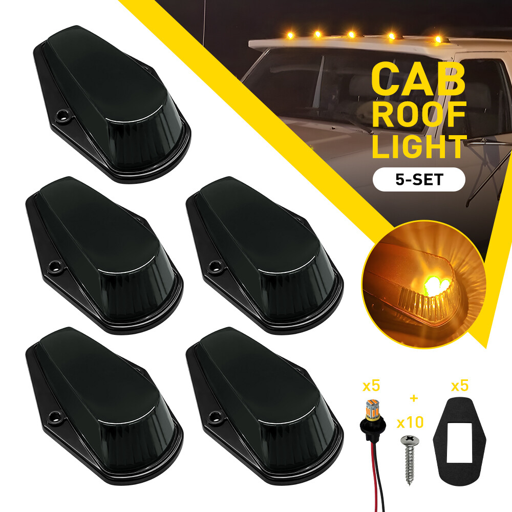 5 Smoked LED Amber Cab Marker Lights for 1980-1997 Ford F150 F250 F350