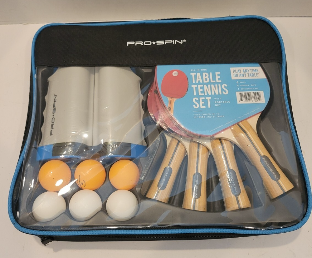 PRO-SPIN Portable Table Tennis Set with Retractable Net All-In-One Premium Kit