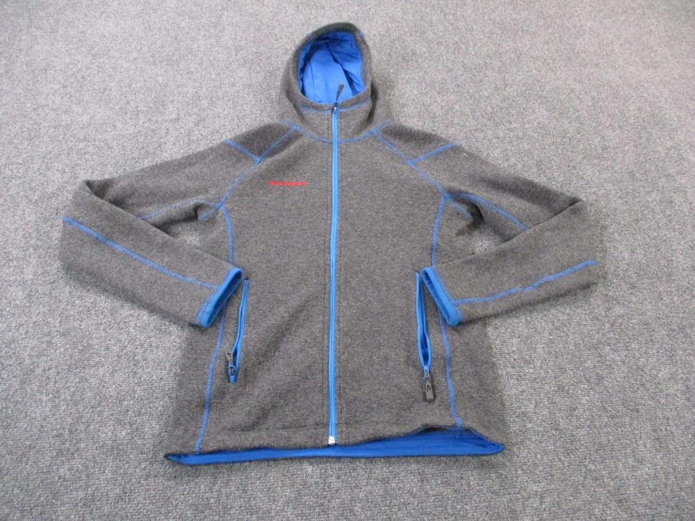Mammut Jacket Mens S Gray Tech Fleece Midlayer Hooded Outdoors Hiking Camping