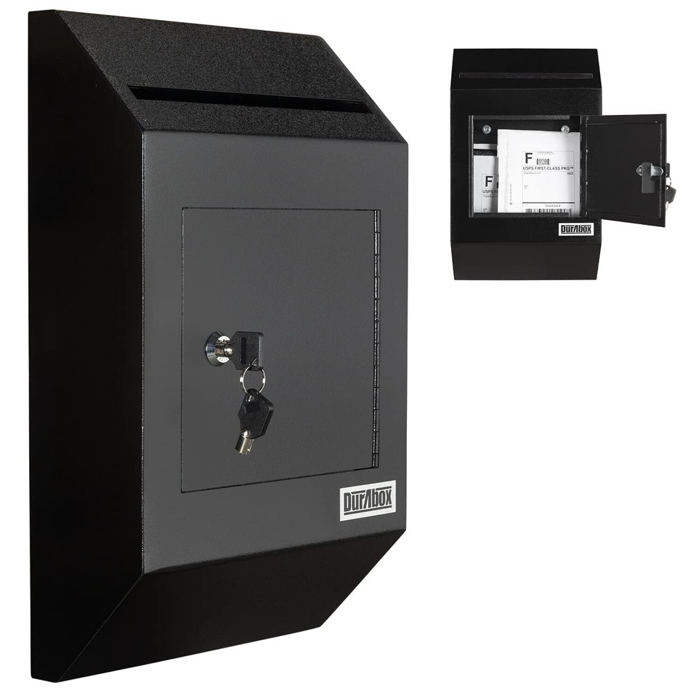 Heavy Duty Wall Mount Locking Deposit Drop Box Safe W300 black For Receiving L