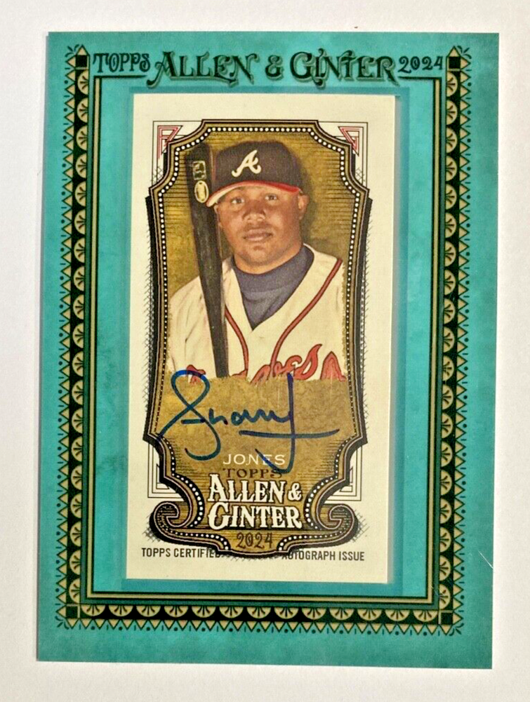 2024 TOPPS ALLEN GINTER ANDRUW JONES MINI FRAMED AUTO BLUE SP /50 ATLANTA BRAVES