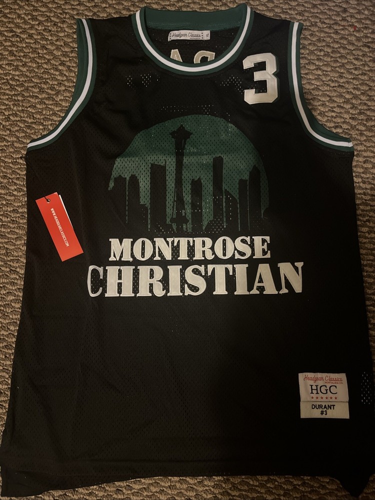 Kevin Durant Montrose Christian Mustangs #3 Black High School Jersey Size XL