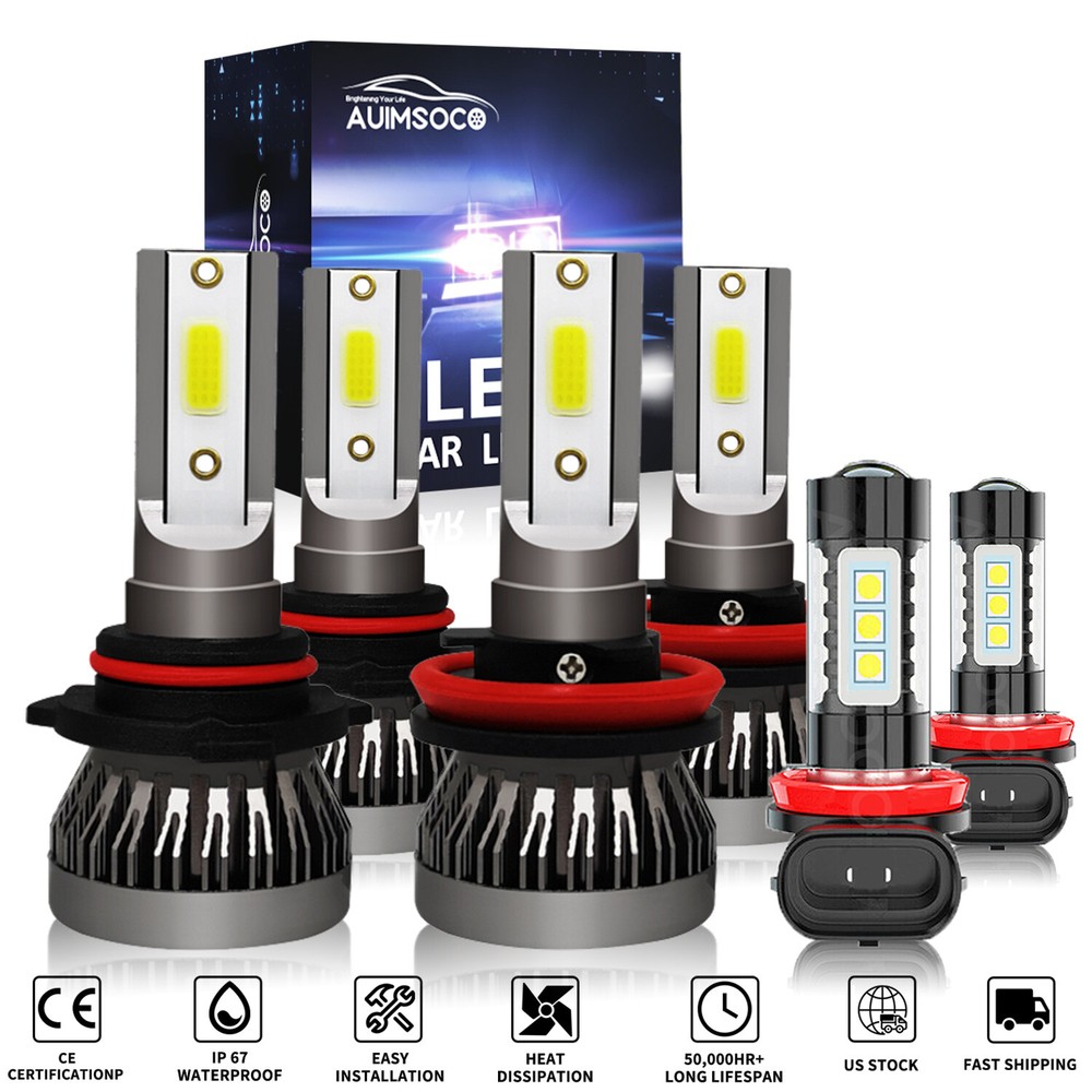 For 2013-2015 Honda Accord 6Pcs White LED Headlight Hi Lo Beam Fog Light Bulbs