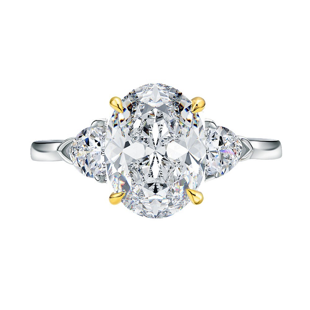 3ct Moissanite 8x10mm Diamond 925 Sterling Silver Engagement Ring for Women