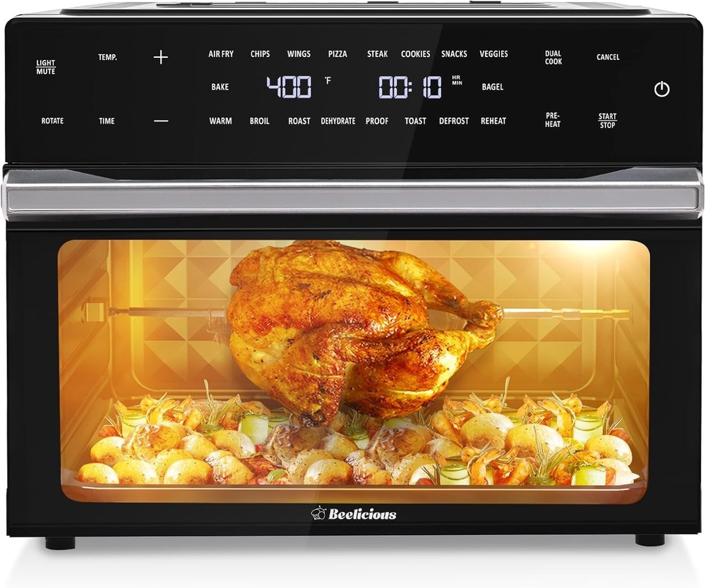 32QT 19-in-1 Air Fryer Toaster Oven Combo with Rotisserie Function