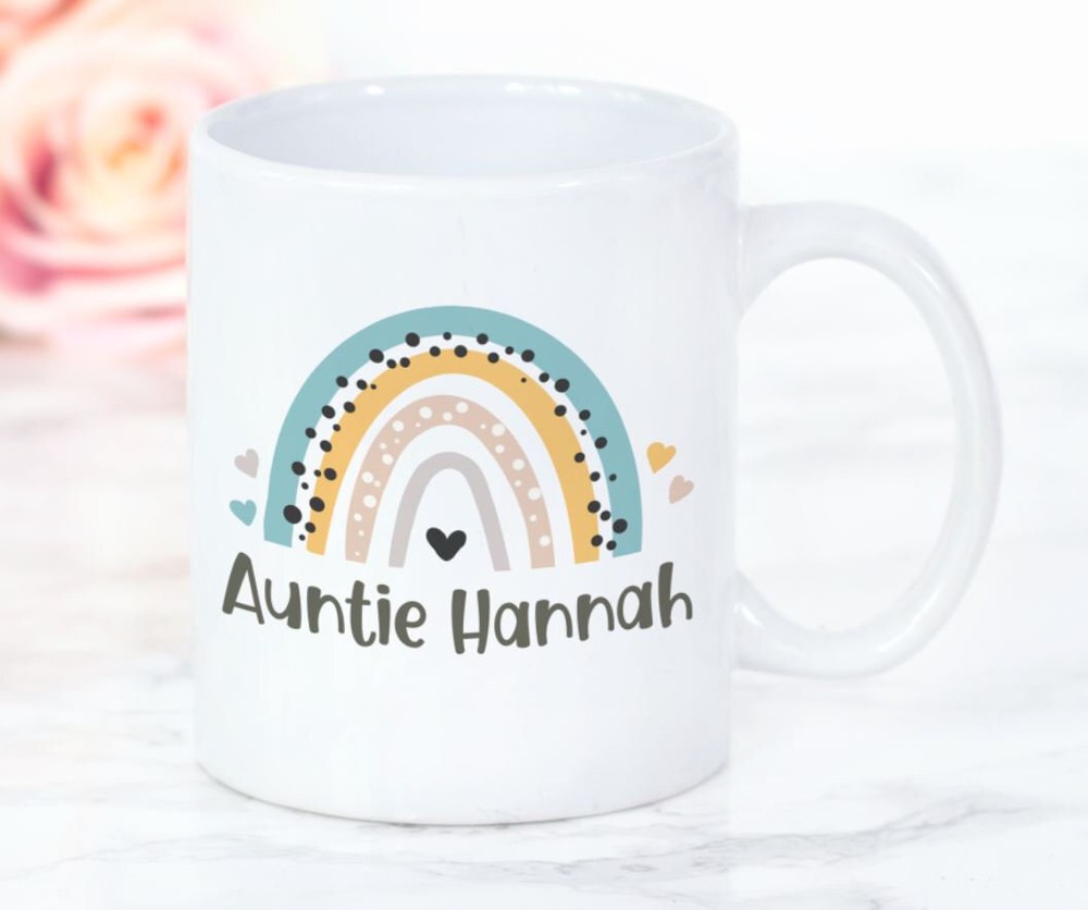 Personalised Rainbow Auntie Mug L Auntie Gift L Auntie Birthday L Pregnancy