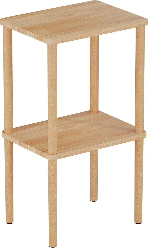 Solid Wood 2-Tier Narrow End Table with Storage Shelf for Bedroom or Living Room