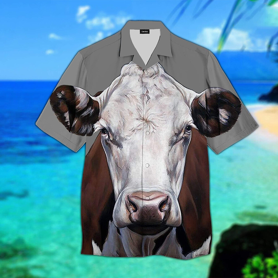 Brow Cow Face 3D Hawaiian shirt Gift for cow lovers HO2267