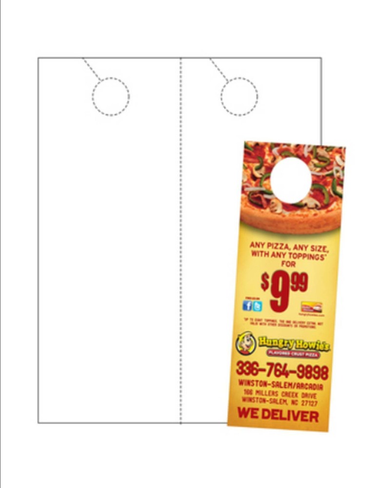 Blank Door Hangers (No-Tear Wtrprf), 2-UP on 8.5