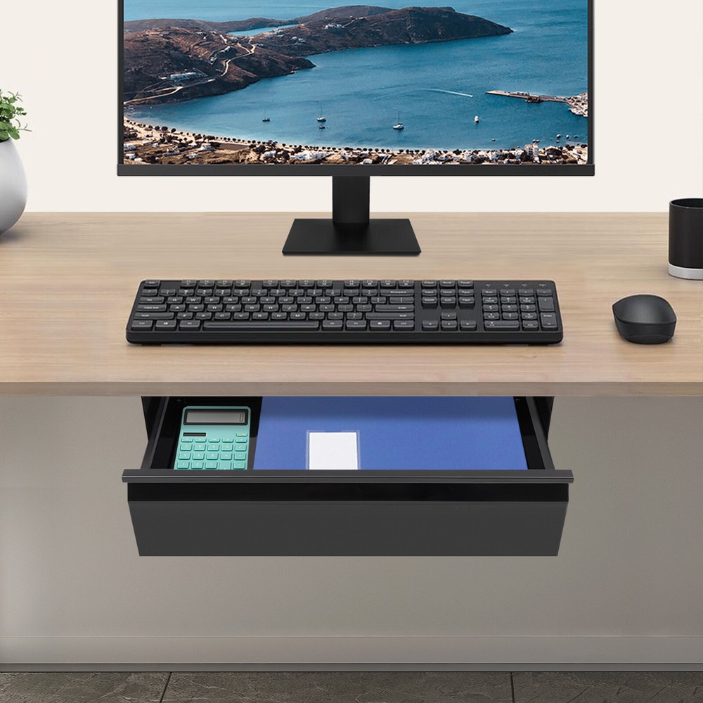 Under Desk Sliding Pull Out Drawer Organizer for Home or Office Workspace Storage  