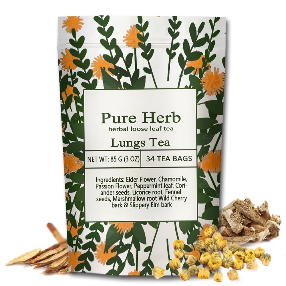 PureHerb Sips Herbal Loose Leaf Tea | Lungs Support Blend - Natural & Refreshing
