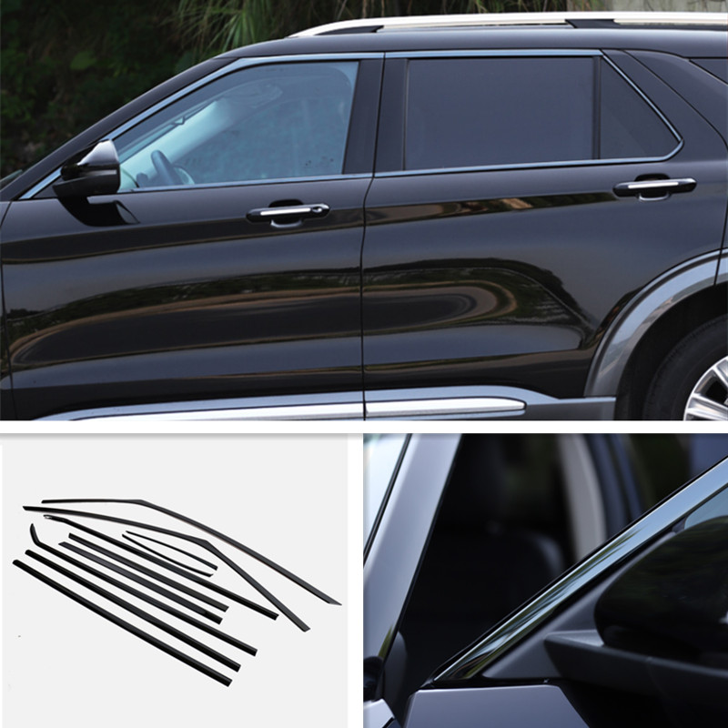 stainless black For Ford Explorer 2020-2023 Car Window Strip Cover Trim Kit