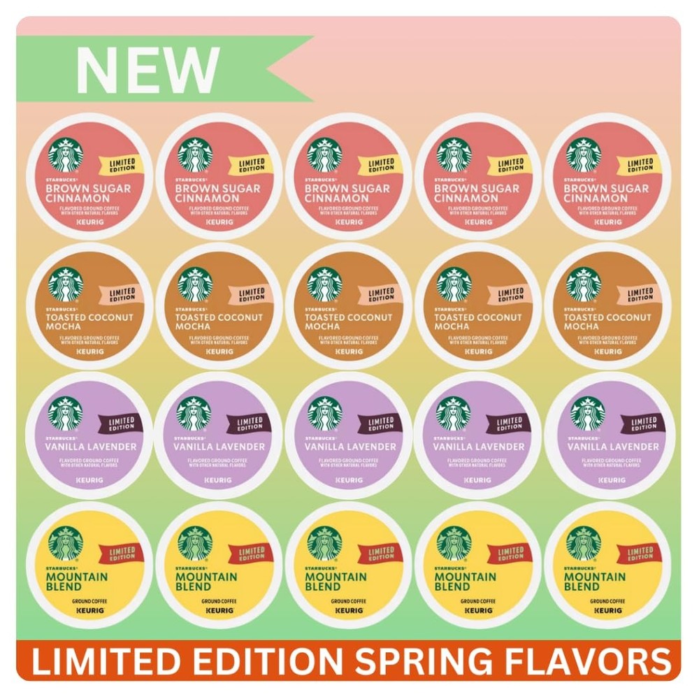 Spring Flavors Variety Pack Coffee Pods K Cup Sampler with Starbucks