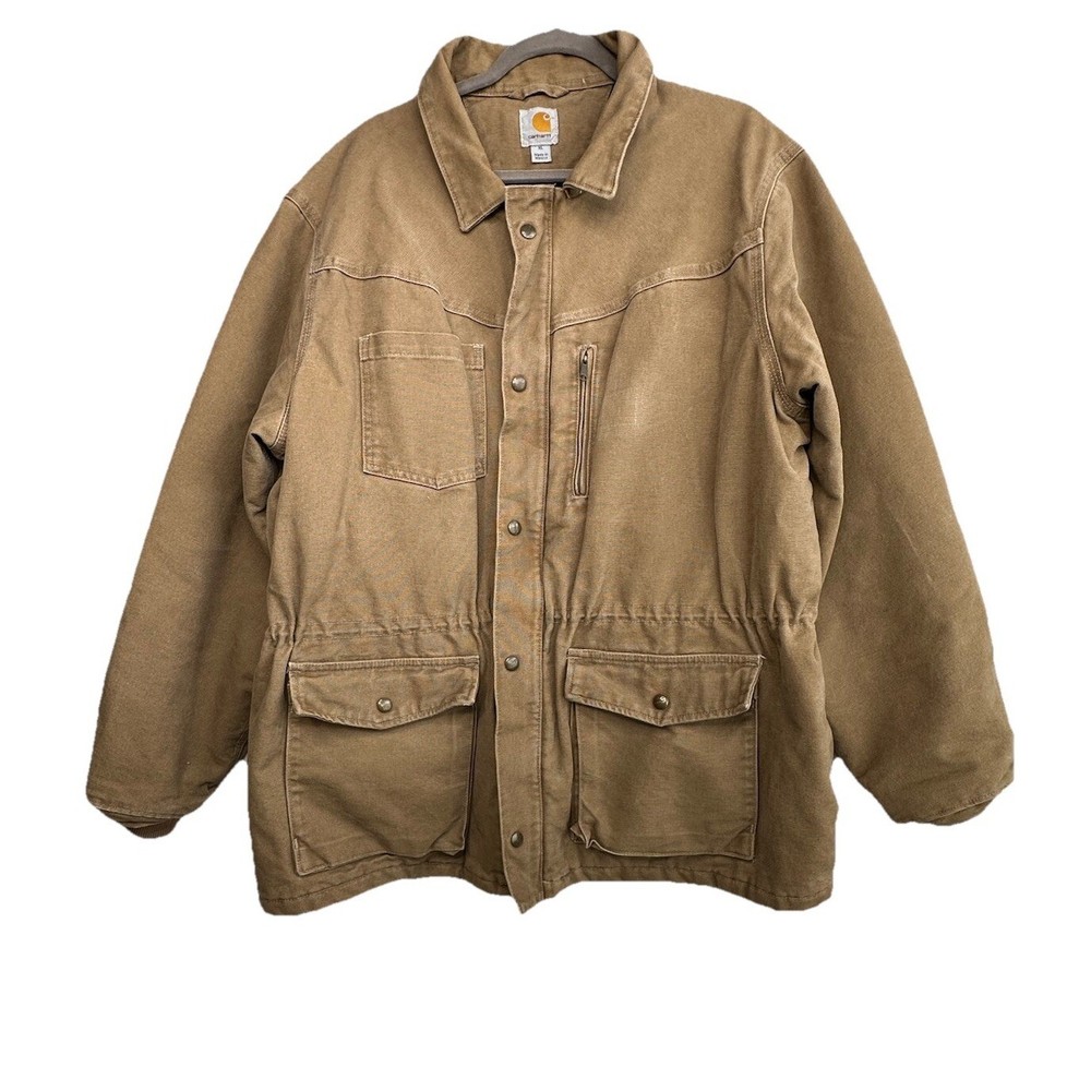 Carhartt Rancher Quilt-Lined Chore Coat for Men in XL Sandstone