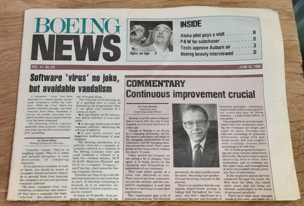 Boeing News Seattle Employee Newspaper June 1988 Vol. 47 No. 23 Mrs. Washington