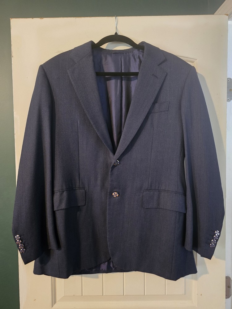 Stefano Ricci Men's Navy Cupro Silk Blazer Made in Italy Single-Breasted Silk