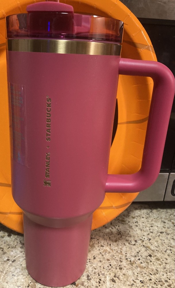 Starbucks + Stanley 40 Oz. Berry Pink Glitter Holiday 2024 Rim Tumbler CUP Lid