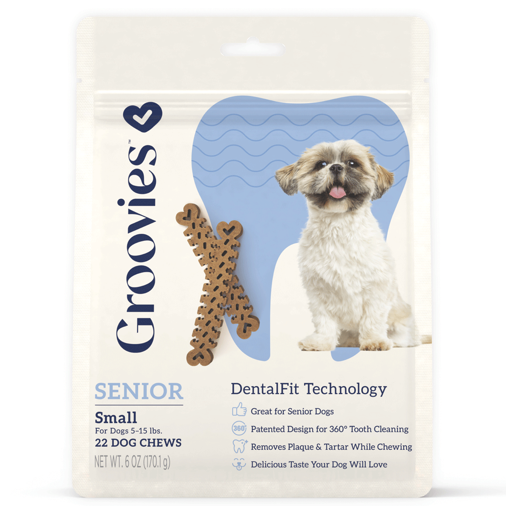 GROOVIES Small Dental Chews for Senior Dogs 6oz 22ct