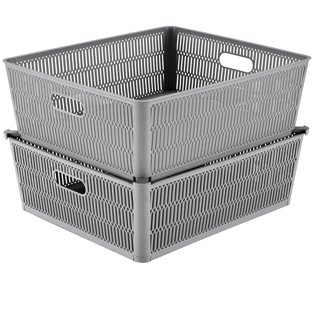 2Pk Shallow Slide 2 Stack It Tote Basket | Storage & Organization | Open Bins...