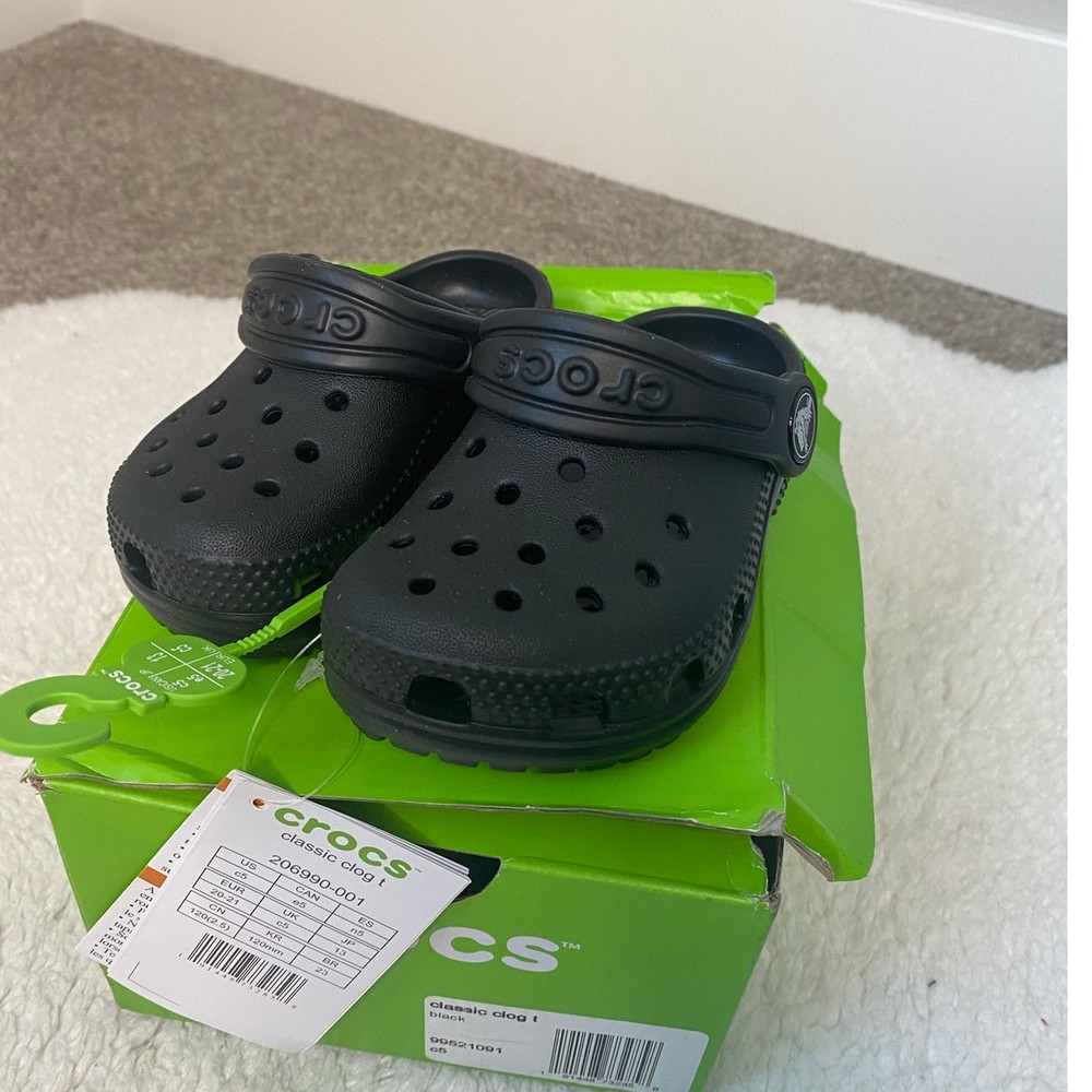 New Crocs Mules Original Black Baby/Toddler Size c5