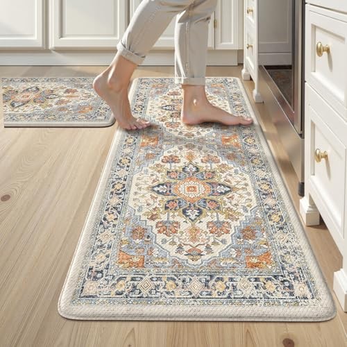 Vintage Anti-Fatigue Non-Slip Kitchen Floor Mat Set 2-Piece