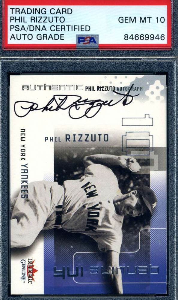 Phil Rizzuto Gem Mint 10 PSA DNA Signed 2002 Fleer Autograph