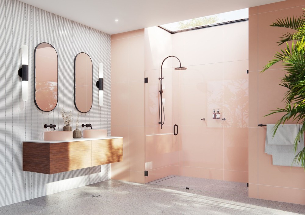 Illume 78x66 Bronze Frameless Hinged Glass Shower Door by Glass Warehouse