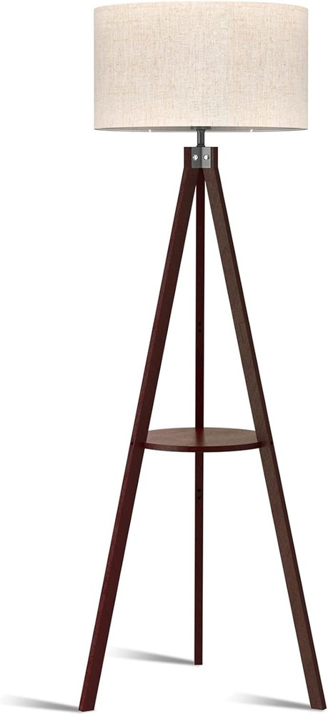 Mid Century Wood Standing Lamp, Modern Design Shelf Floor Lamp for Living Room