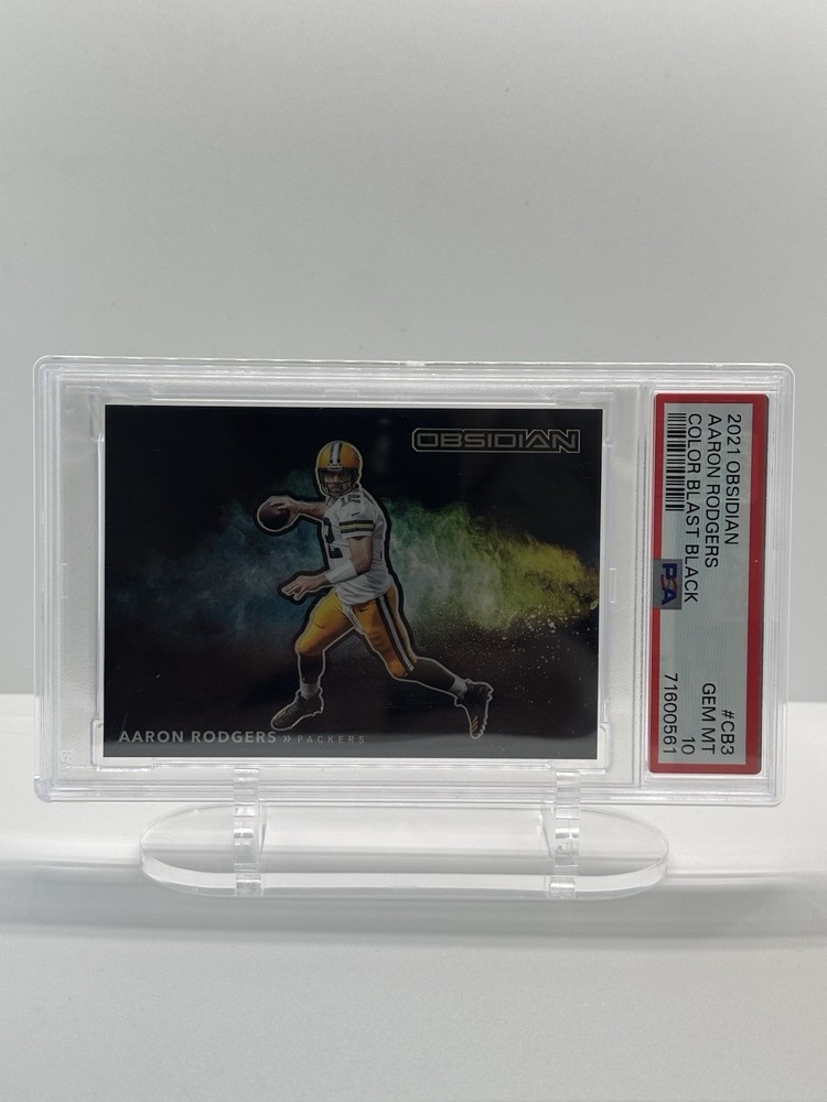 Panini Obsidian 2021 Aaron Rodgers Color Blast Black #CB3 PSA 10 Trading Card