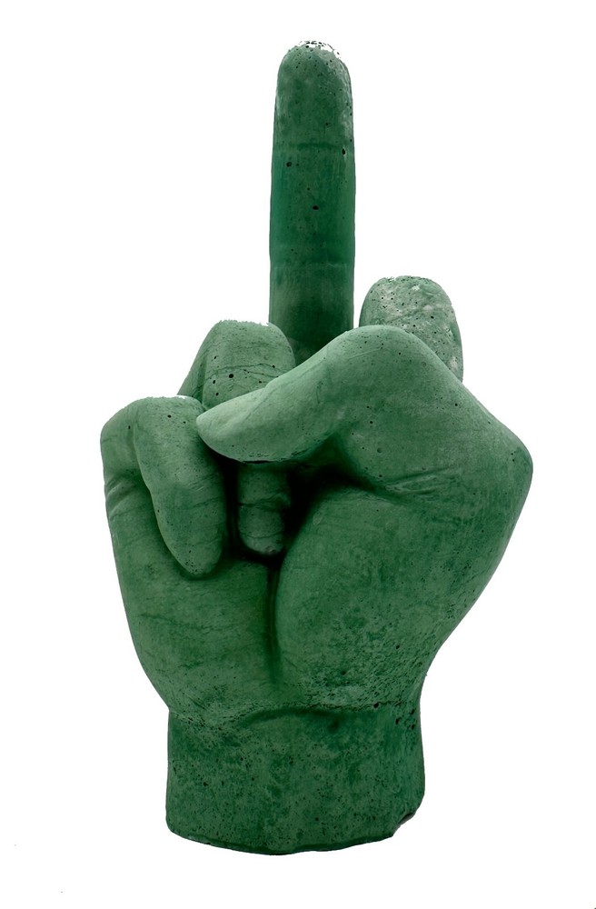 Middle Finger Stone Figurine Green Smelly Finger Sculpture Concrete Hand Decor Gift