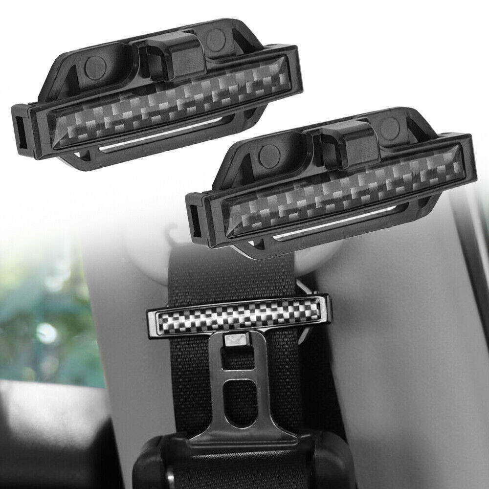 2x Carbon Fiber Car Seat Belt Buckle Adjustable Clip Protector Cover Accessories