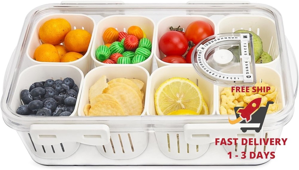 Bandeja divisoria con tapa ideal para servir y almacenar alimentos