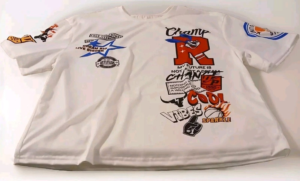 Boys Size 14/16 Shirt Multicolor  Print Urban Vibes Baggy