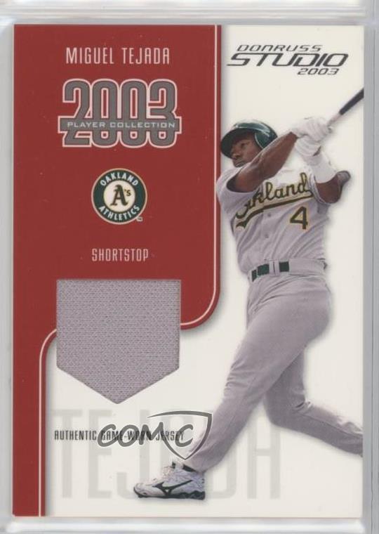 2003 Donruss Studio Player Collection Jerseys /300 Miguel Tejada