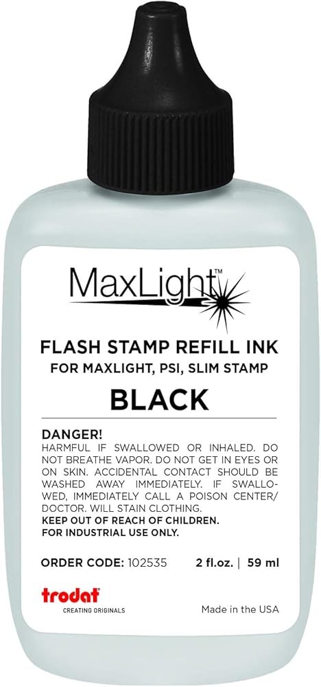 Trodat ML2OZ-BLK Maxlight Black Refill Ink 2oz Bottle