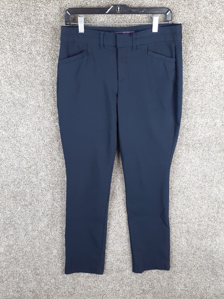 Gloria Vanderbilt Womens Navy Blue Tech Dress Pants Size 6 Mid Rise Straight Fit Career Style