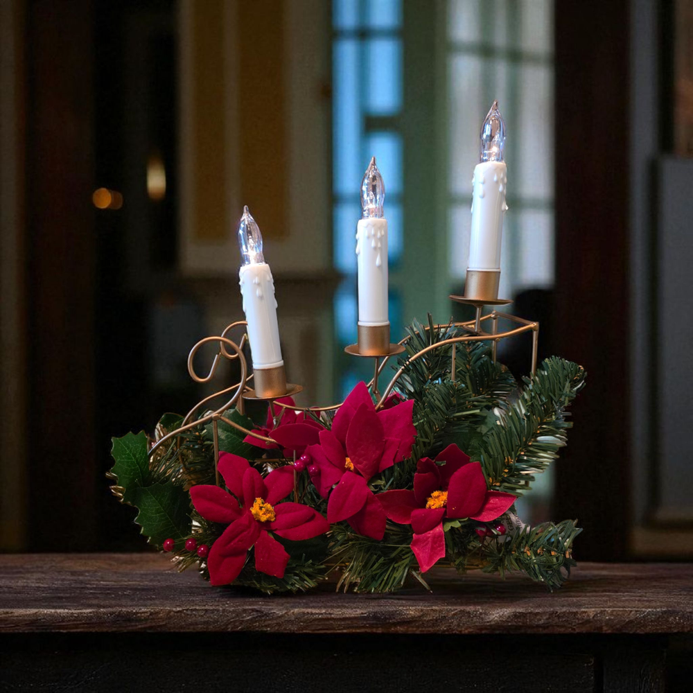 LED Sleigh Centerpiece 3 candles #534 (12x8x5)