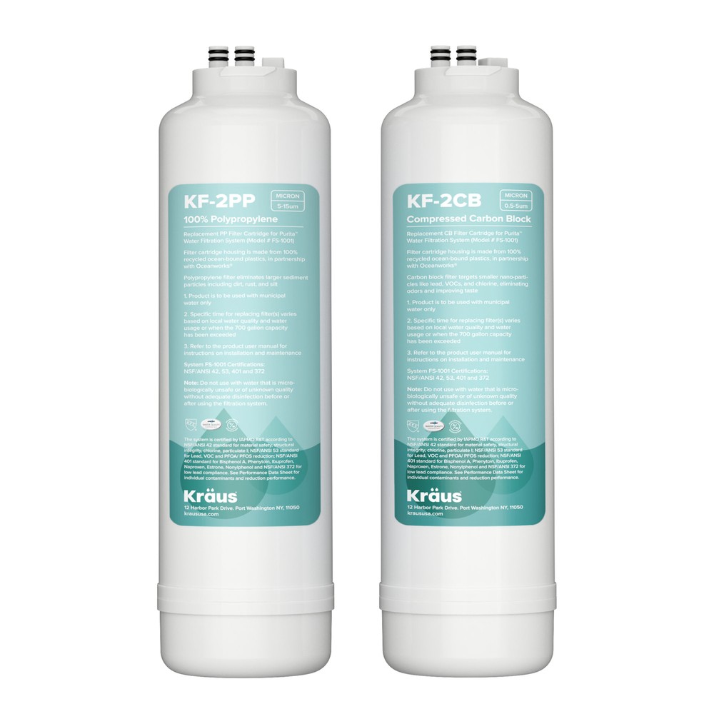 Kraus FC-101 Purita Replacement Water Filter Cartridges for Cleaner Water