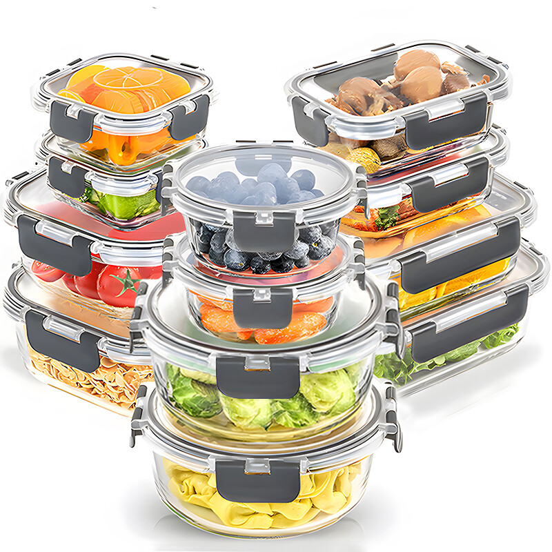 BPA-Free Glass Food Storage Containers with Airtight Lids 24-Piece Microwave Safe Set