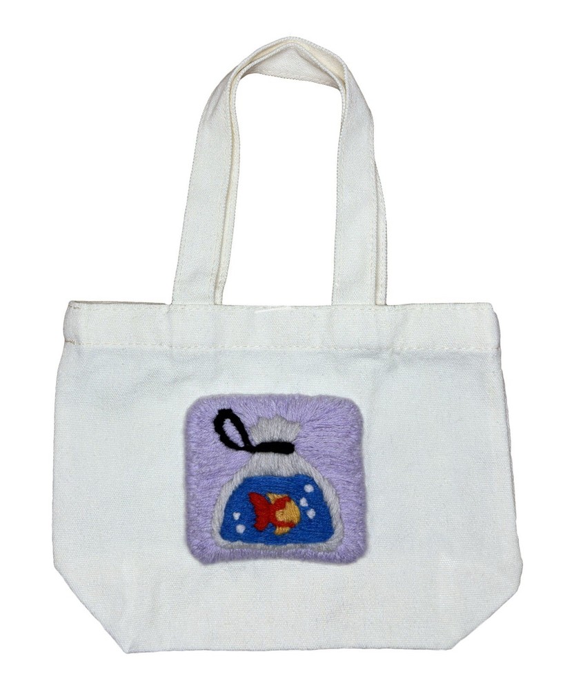 100% Cashmere Embroidery (HAND MADE) Canvas Mini Tote Bag - GOLDFISH