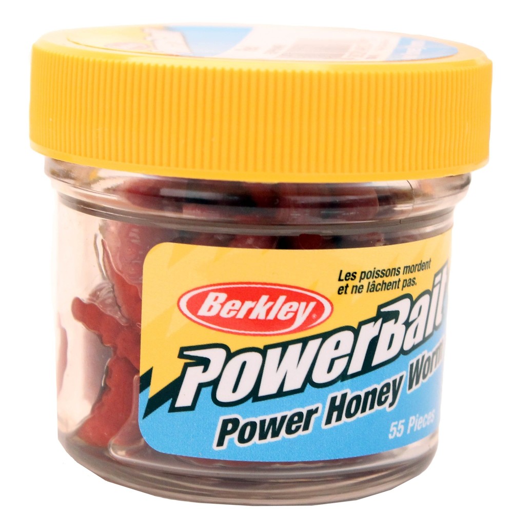 Berkley PowerBait Red Honey Worm Soft Plastic Lures for Freshwater Bass Trout Panfish  