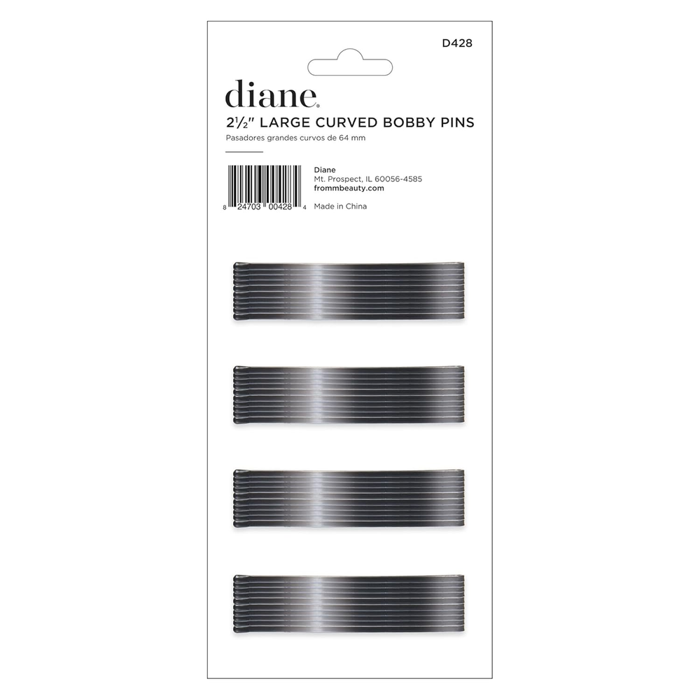 Diane 2.5-Inch Curved Black Bobby Pins for Women Salon Styling Hair Rollers