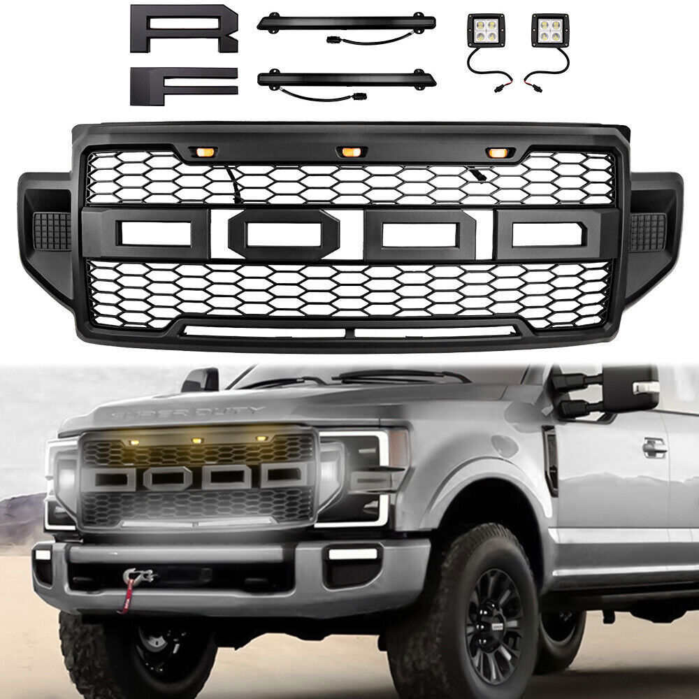 Fit For 2020-2022 Ford F250 F350 F450 Super Duty Front Bumper LED Grille