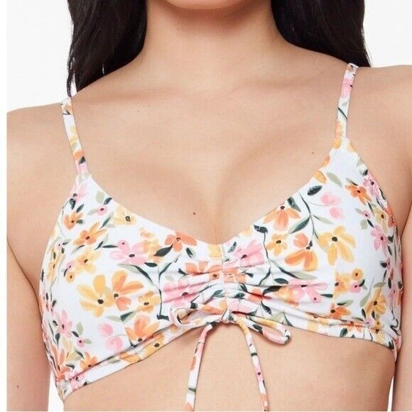 Jessica Simpson Summer Dreaming Ruched Front Top Bikini Sunset, Tie Swim NEW L